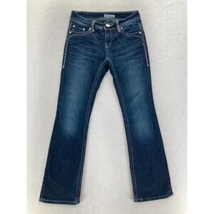 Daytrip Virgo Bootcut Jeans Women's 25 Dark Blue Stretch Denim Western READ FLAW